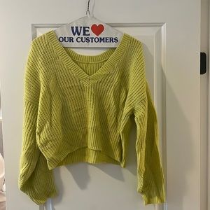 Lulus Lime Cropped Sweater